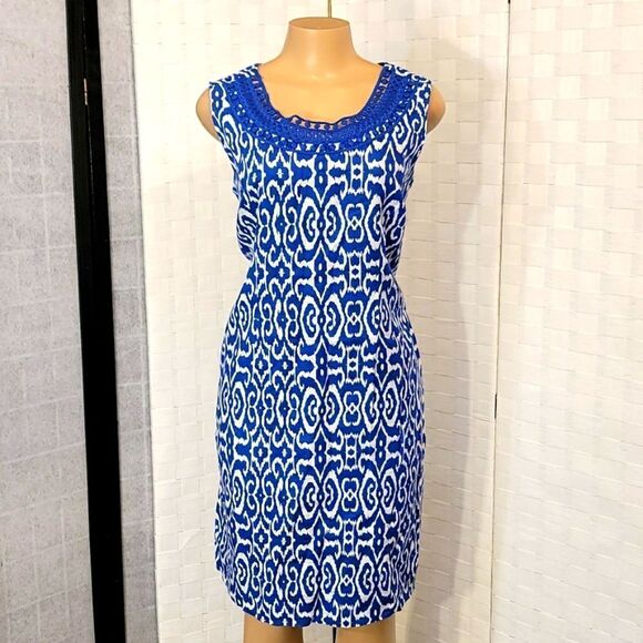 BRAND NEW KIM ROGERS SLEEVELESS LINEN INVISIBLE ZIP CLOSURE DRESS - Picture 3 of 16